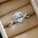 Eternal S925 Sterling Silver Ring With Unique Pigeon Egg Shape Moissanite - 1 carat - Size #8 (GRA Certificate)