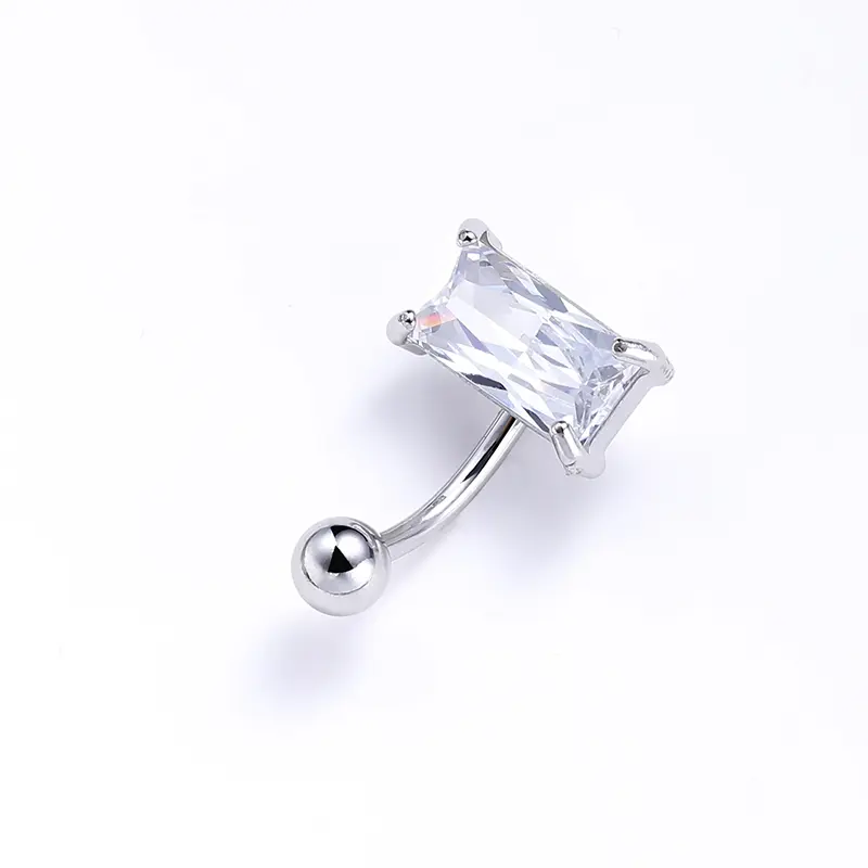 Square Stainless Steel Zircon Belly Ring