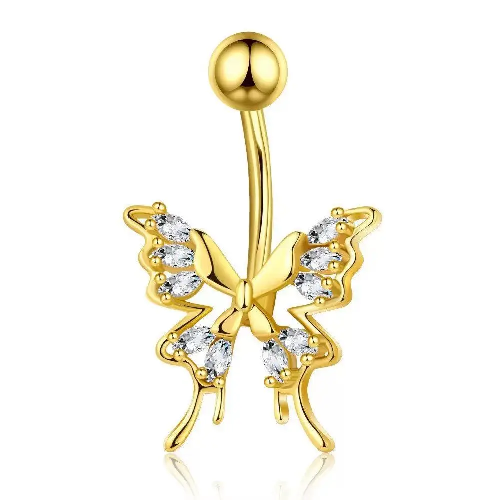 [bel73] Butterfly belly ring - Stainless steel
