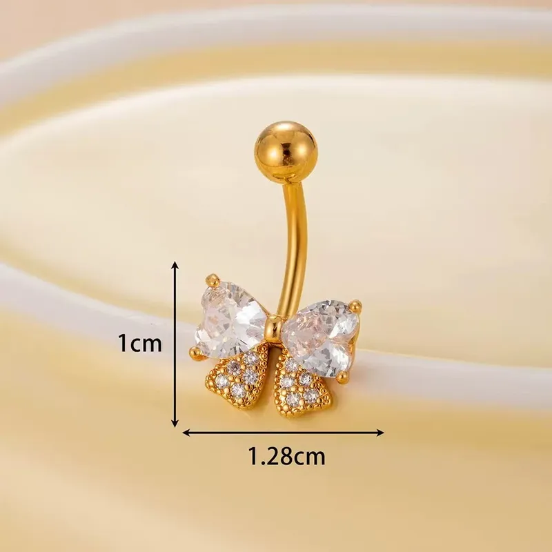 Cubic Zirconia Bow belly ring - Stainless steel 