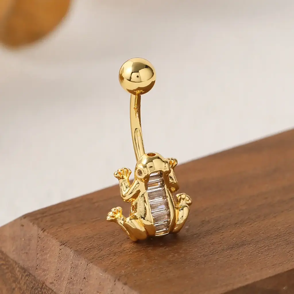 [bel76] Stainless Steel Frog Design Belly ring