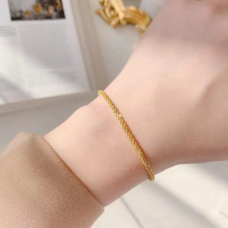 [brace47] Titanium Steel Gold Plated - Twisted Rope Chain Bracelet