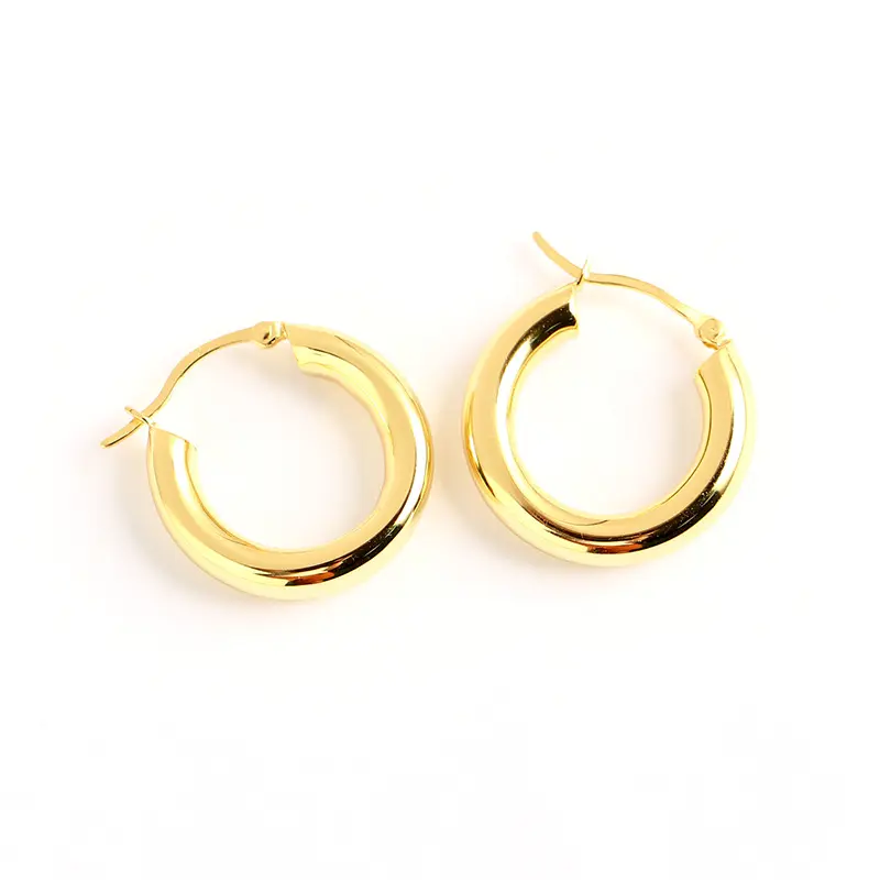 [ear86] Stainless Steel earing hoops - Gold Plated