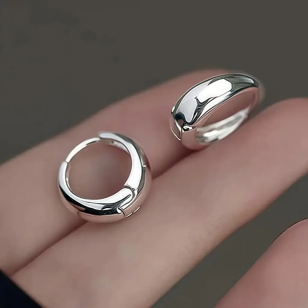 [ear91] C Shape 304 Stainless Steel Classic Style Waterproof Non Tarnish Hoop Earrings