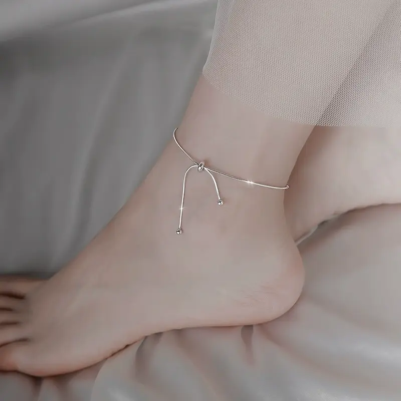 [ankle16] Titanium steel drawstring ankle bracelet