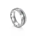 Round Stripe 304 Stainless Steel and Shell ring- Size #12
