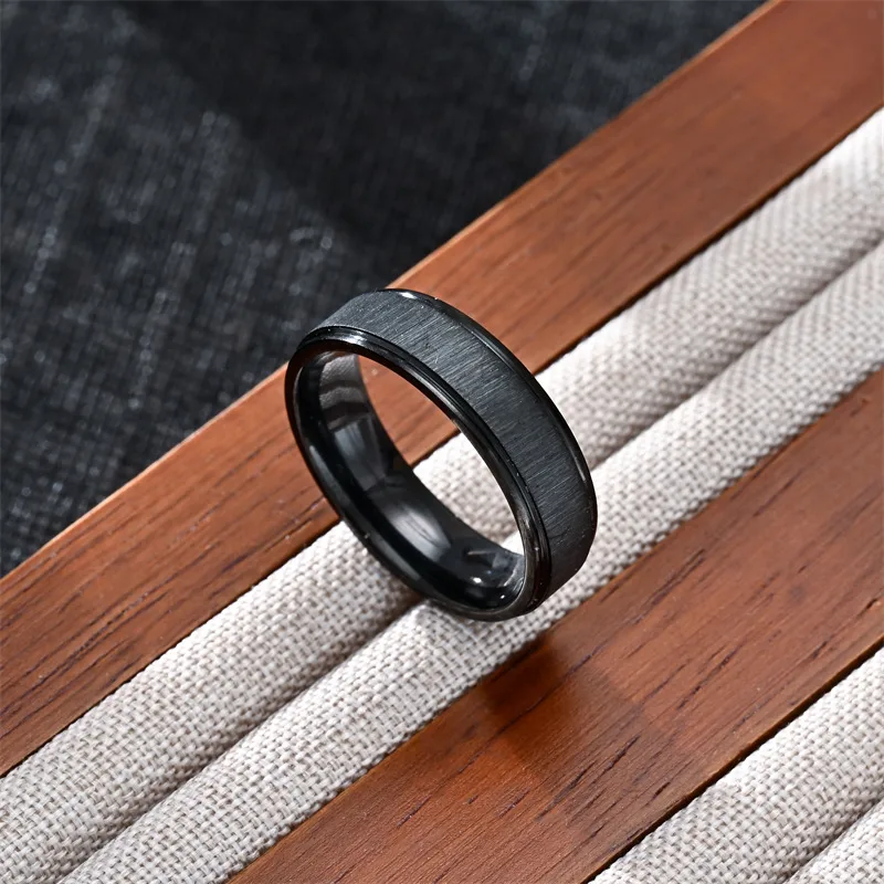 Black Textured - 304 Stainless Steel ring- Size #8