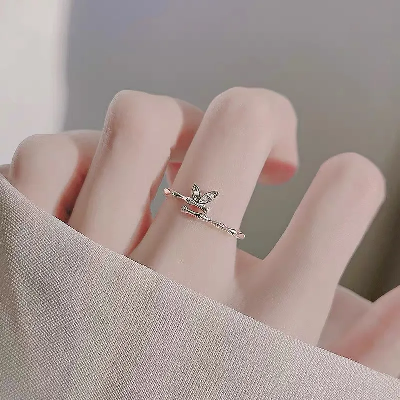 [ring244] Adjustable bamboo Stainless Steel ring 