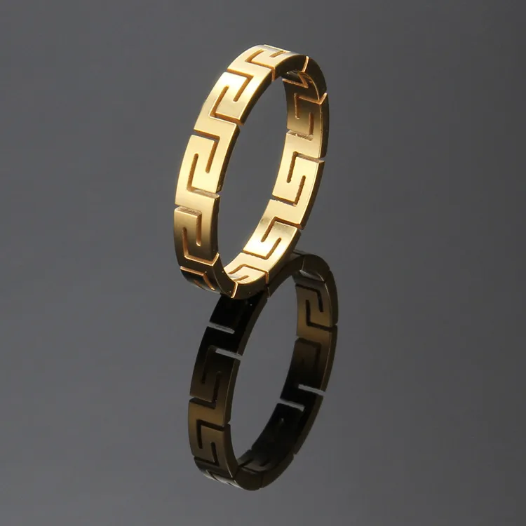 [ring256] Titanium steel gold plated ring - Size #7
