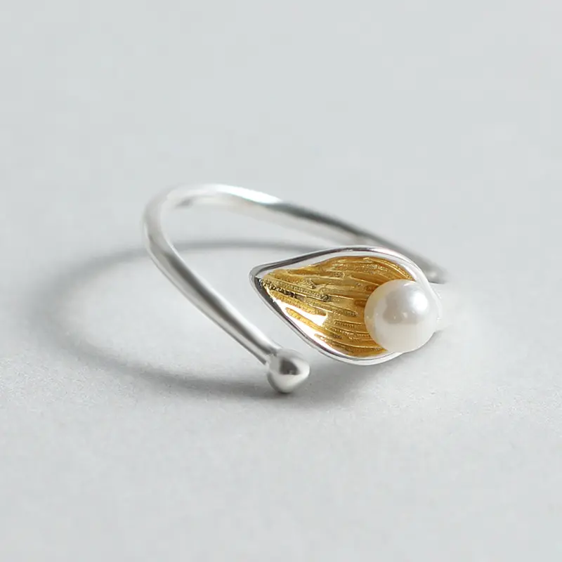 925 Sterling Silver Leaf Open Ring