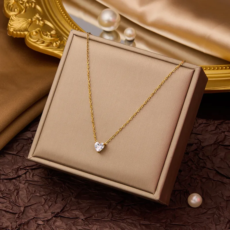 [neck253] Gold Heart Shape 304 Stainless Steel necklace