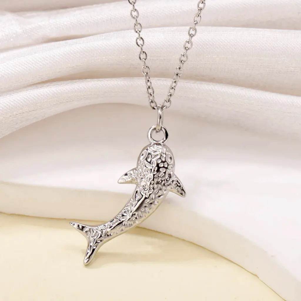 Summer Fashion Stainless Steel Shark Pendant Necklace