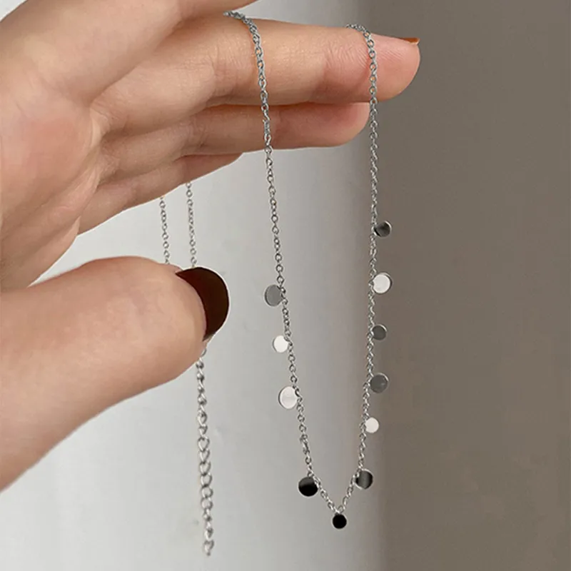 [neck272] 304 Stainless Steel Waterproof Non Tarnish Necklace with round charms