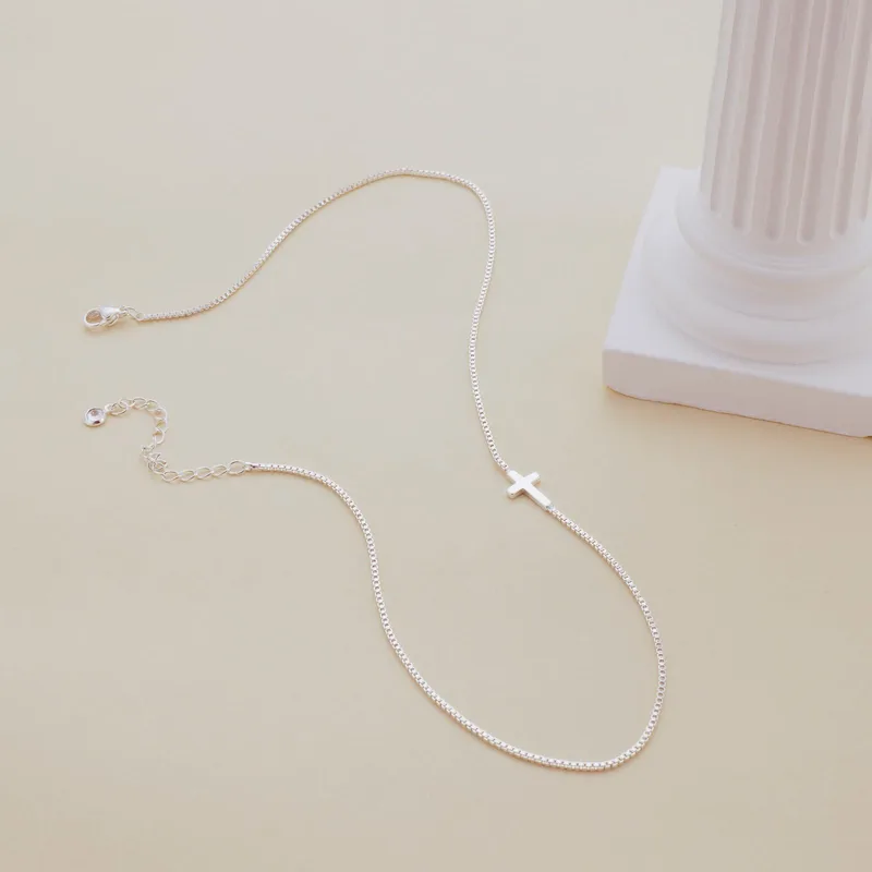 [neck281] Stainless Steel Cross Necklace boc chain
