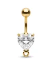 Gold Prong-Set Heart CZ Belly Ring