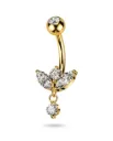 Gold Marquise Lotus Dangle Belly Ring