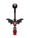 Gothic Black Bat Coffin Dangle Belly Ring