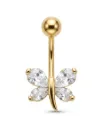 Gold Pear-Cut Crystal Dragonfly Belly Ring