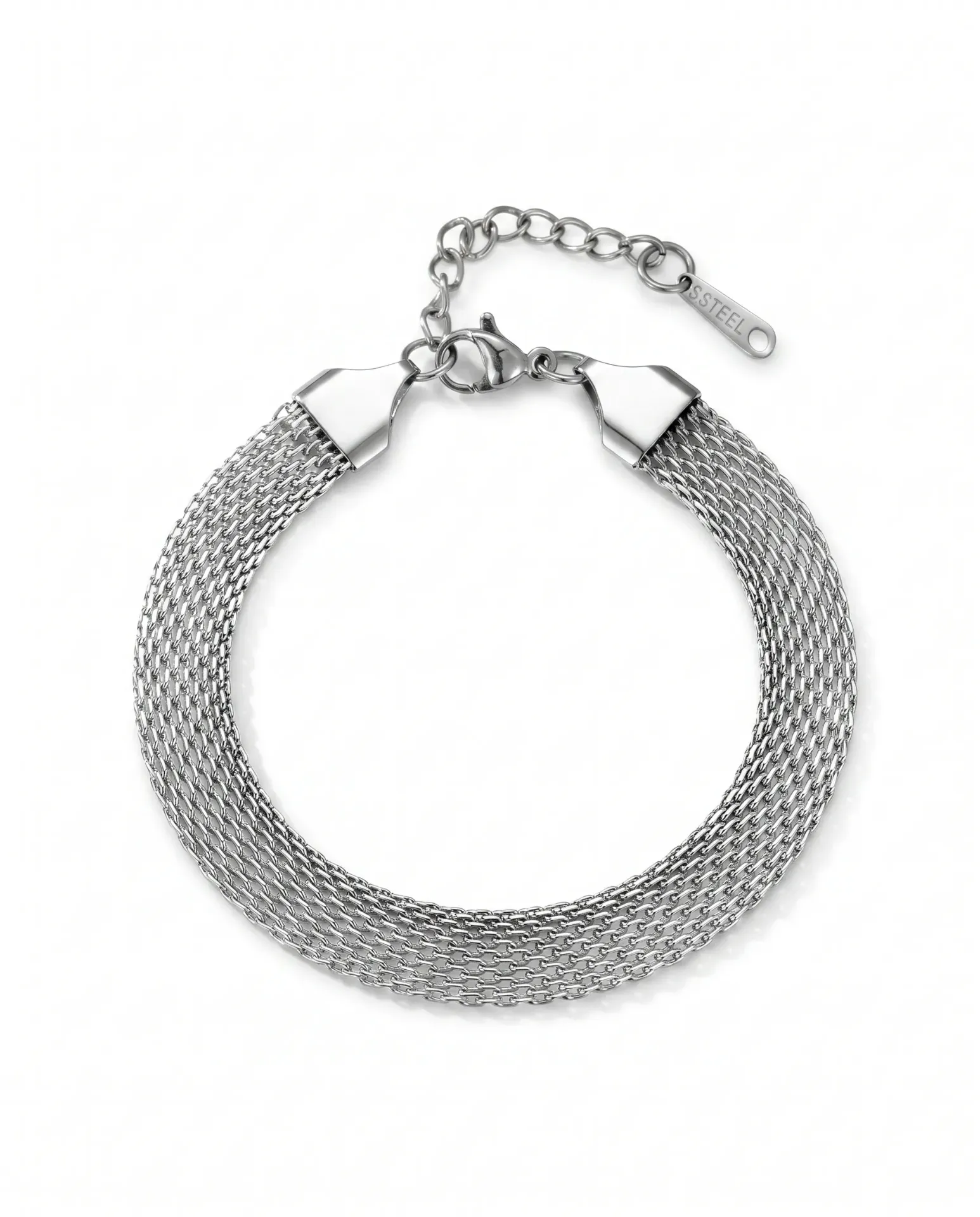 Linea Titanium Steel Woven Grid Bracelet