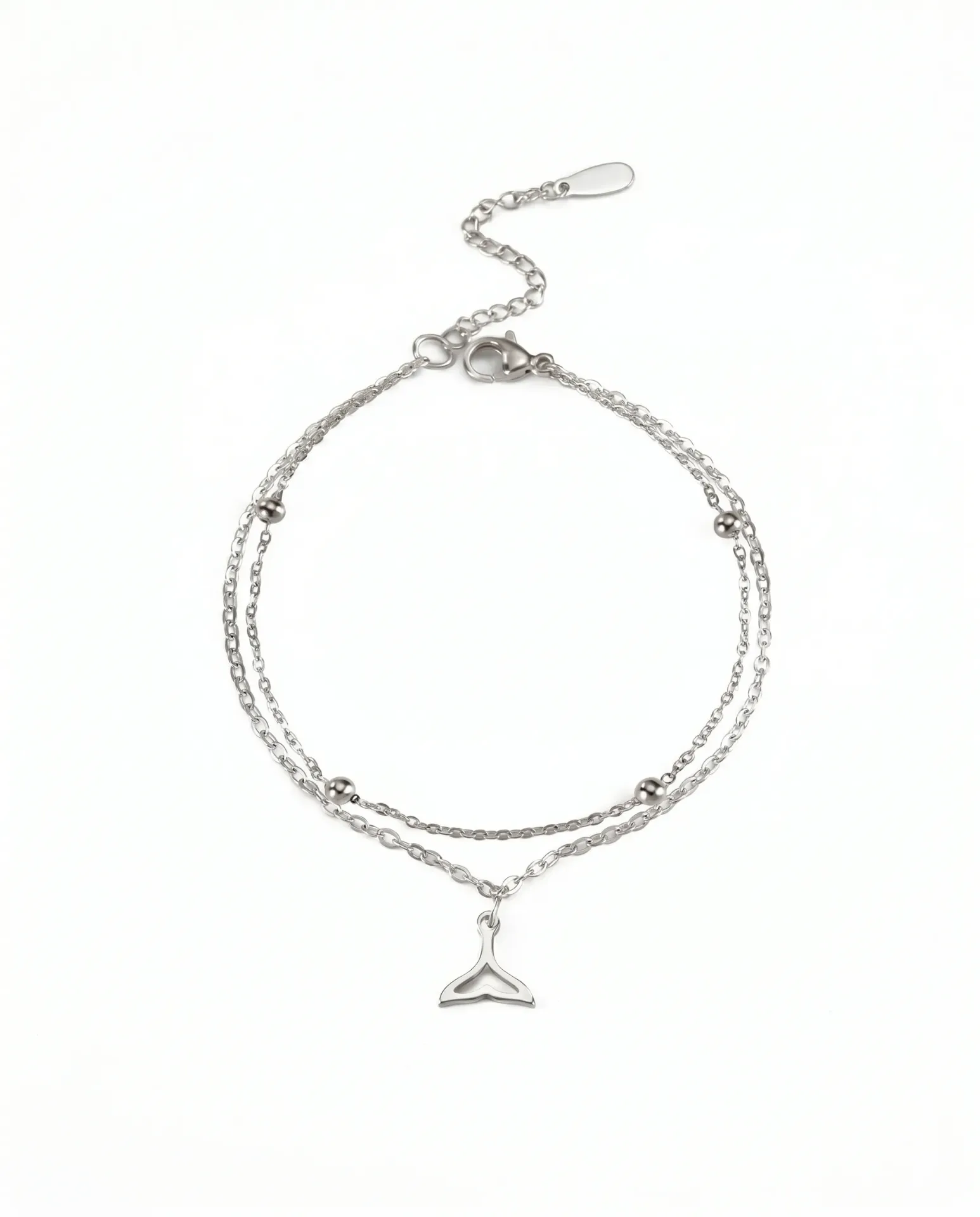 Minimalist Double-Layer Titanium Steel Whale Tail Anklet
