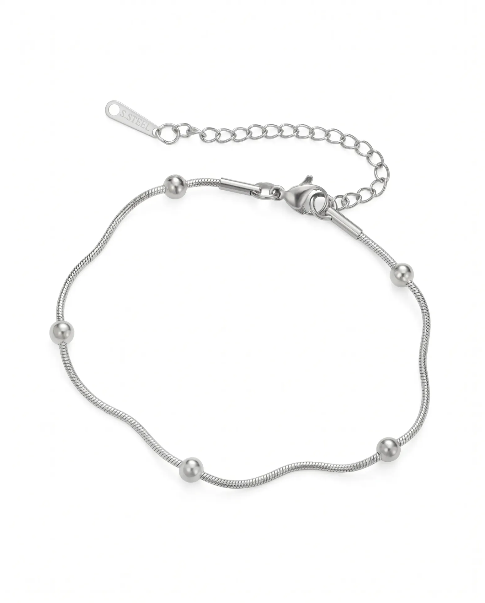 Celestia Minimalist Floating Bead Snake Chain Bracelet