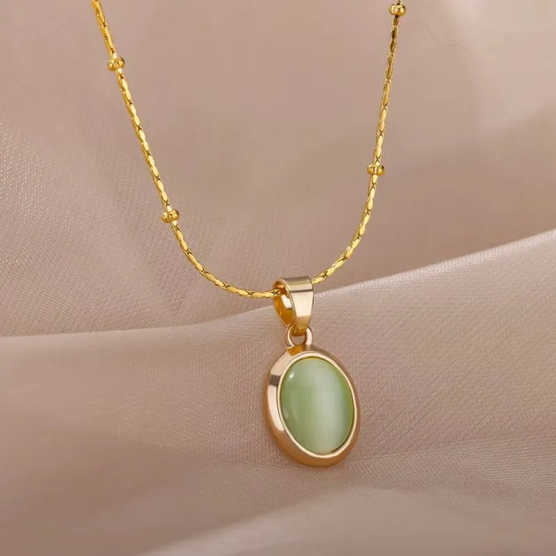 Elysian Mint Oval Satellite Chain Necklace