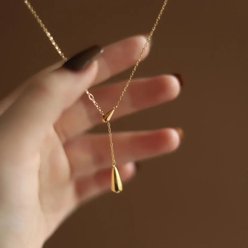 Ethereal Teardrop Lariat Necklace