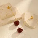 Lustrous Ruby Cherry Drop Earrings