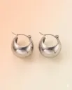 Sleek Silver Dome Huggie Hoops