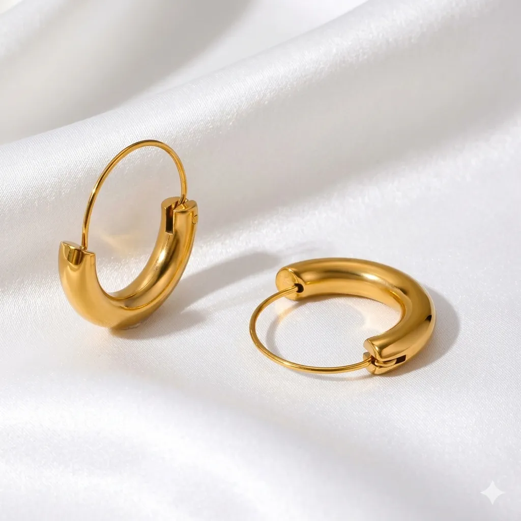 Sleek 18k Gold-Plated Tube Hoops