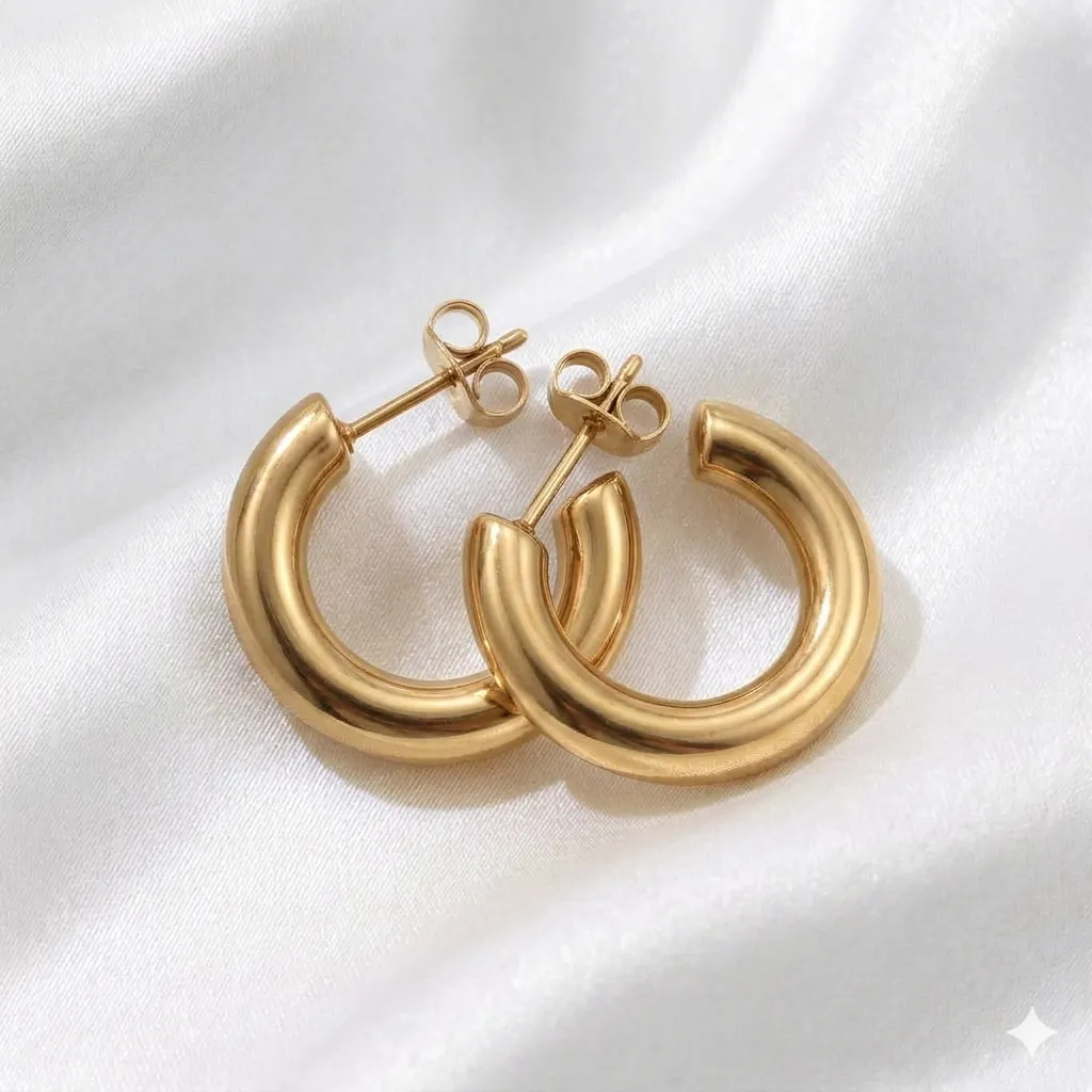 30mm Gold Chunky Stud-Hoops