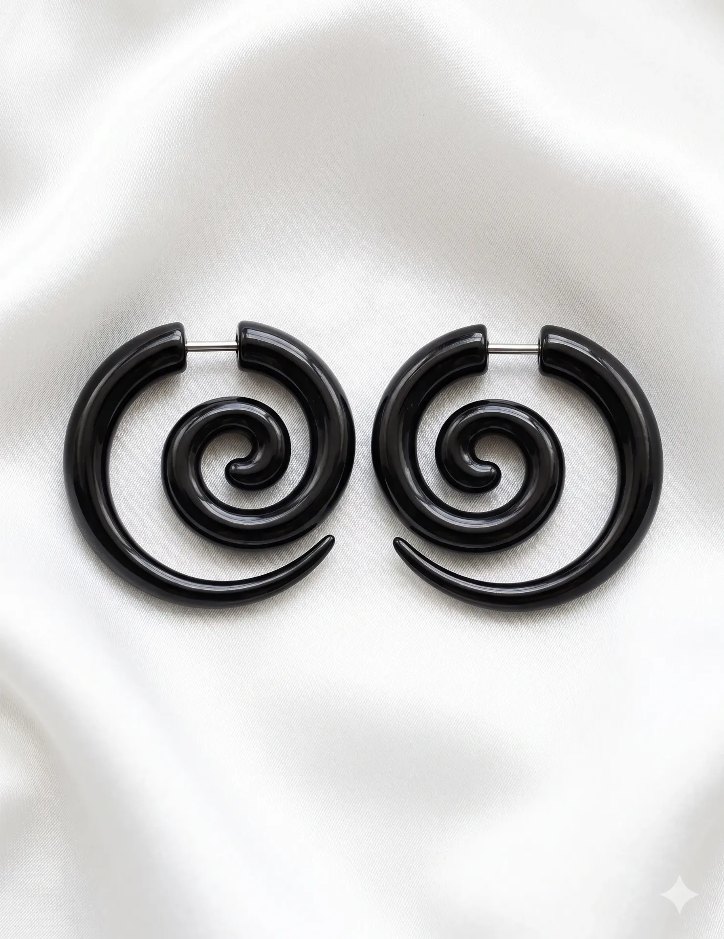 Midnight Vortex: Asymmetric Stainless Steel Spiral Gauges (6mm)
