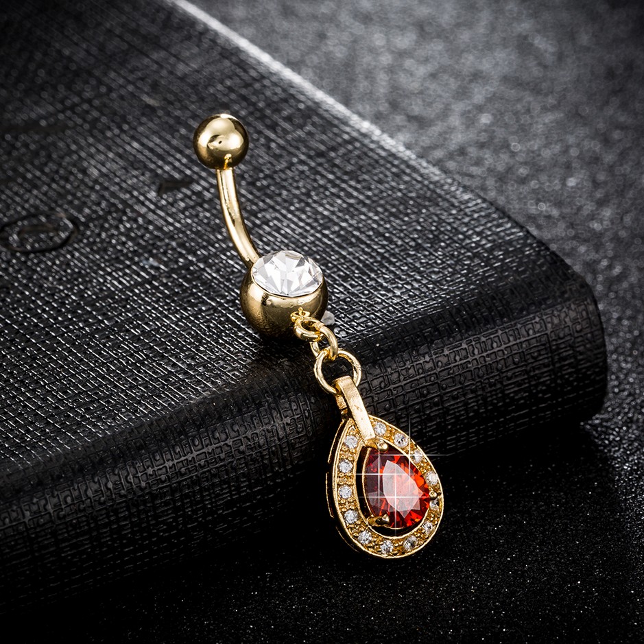Red Teardrop Belly Ring