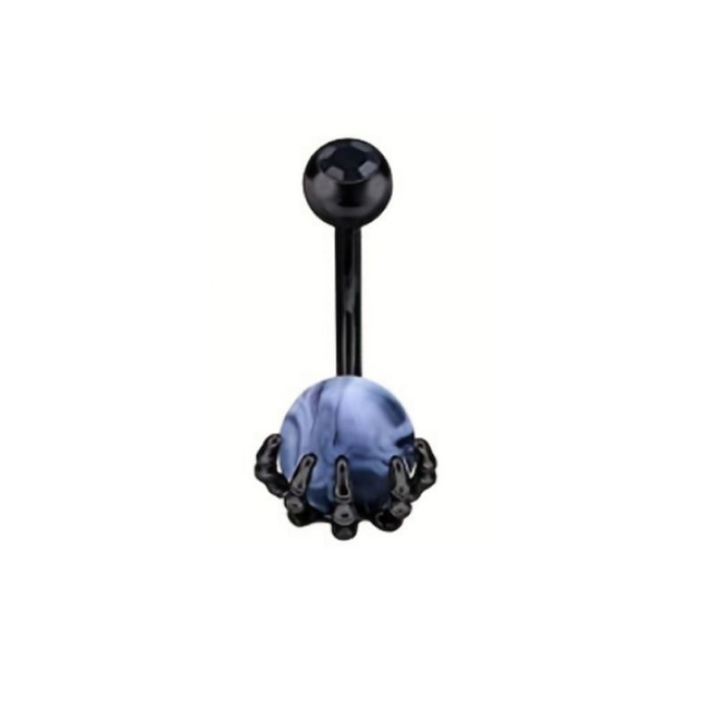 Black Stainless Steel Skull Ball Belly Ring