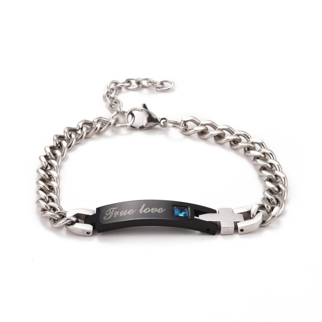 Rectangle with Wording True Love Link Bracelet