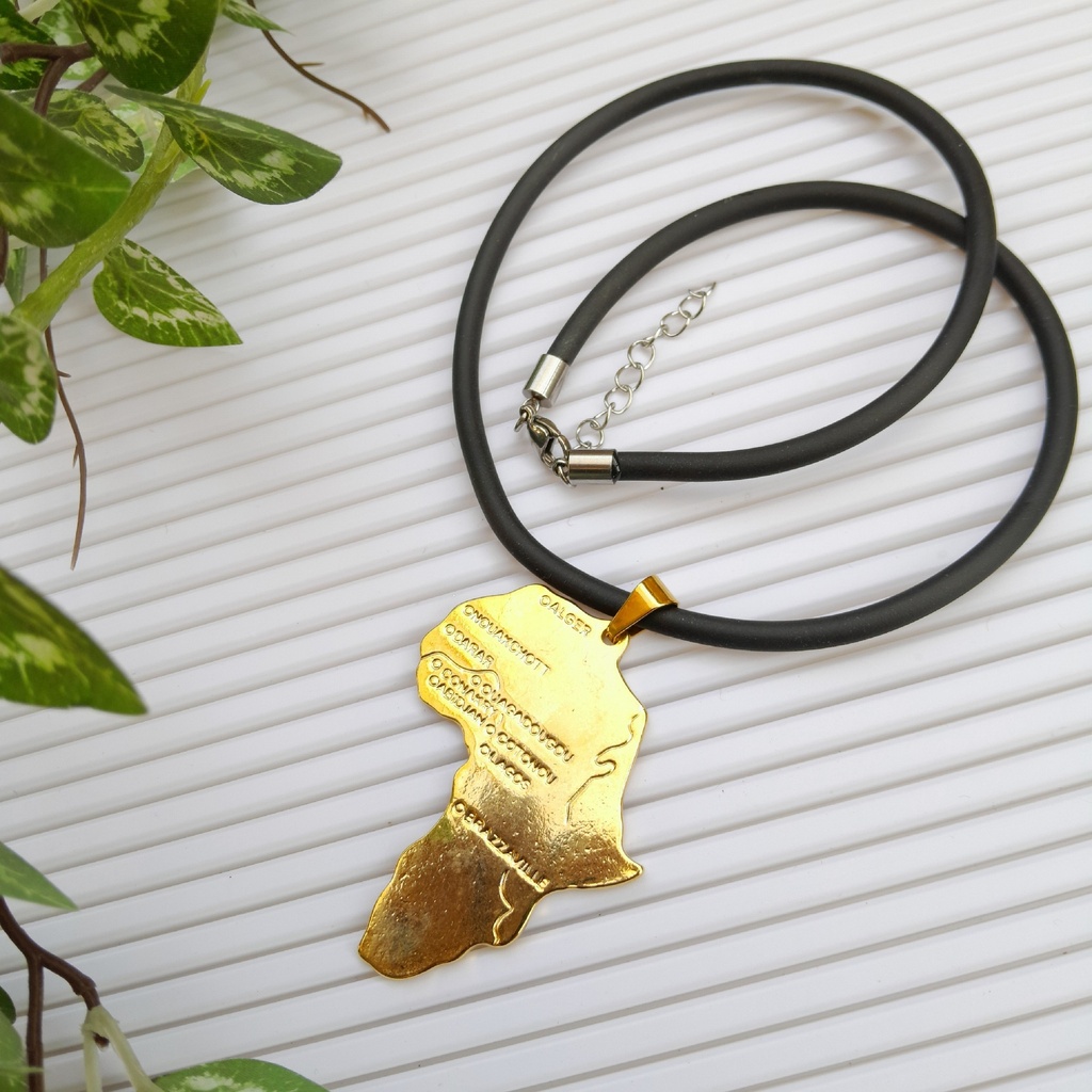 Gold Stainless Steel Africa Map Necklaces