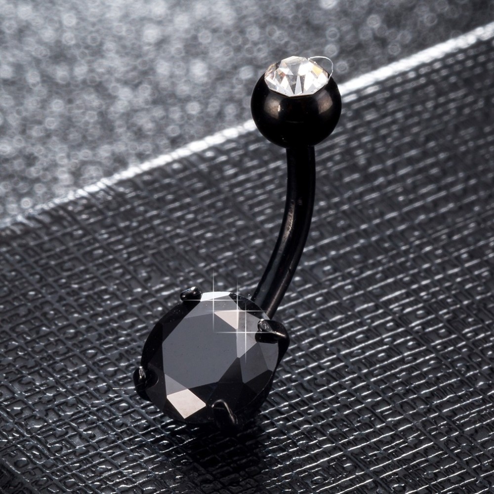 Black Round Belly Ring 