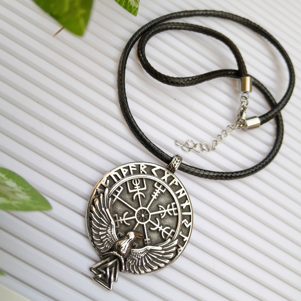 304 Stainless Steel Raven Odin Rune Necklace