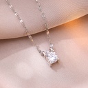 Titanium Steel Round Necklace With Cubic Zirconia Stone