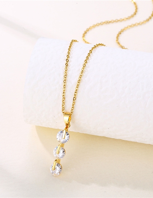 Gold Titanium Geometric Necklace with cubic zirconia stones