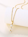 Gold Titanium Geometric Necklace with cubic zirconia stones