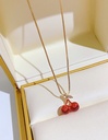 Gold Titanium Geometric Cherry Necklace