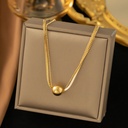 Gold Titanium Steel Ball Snake Bone Double Layer Necklace