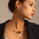 Gold & Black Titanium Steel Geometric Fan Necklace