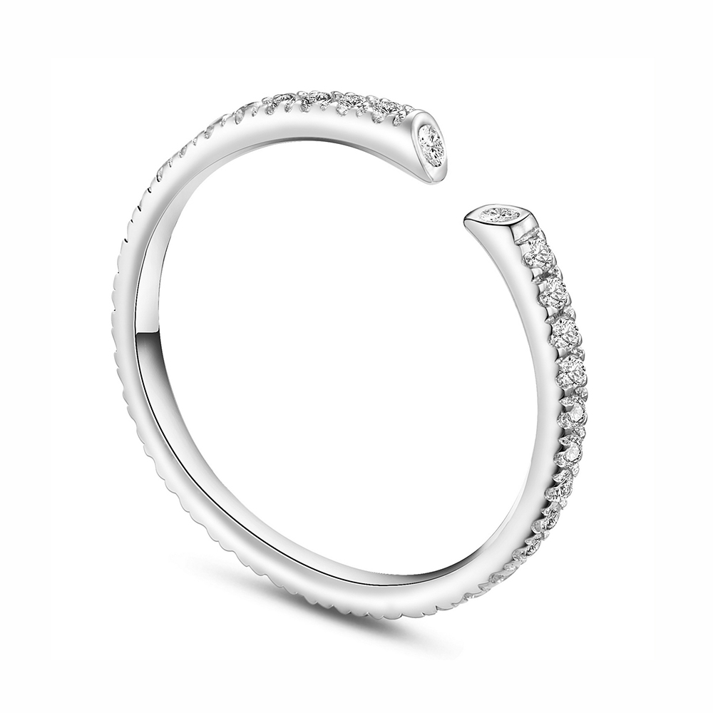 [ring01] Sterling Silver Cuff Ring - Size 8, 18mm