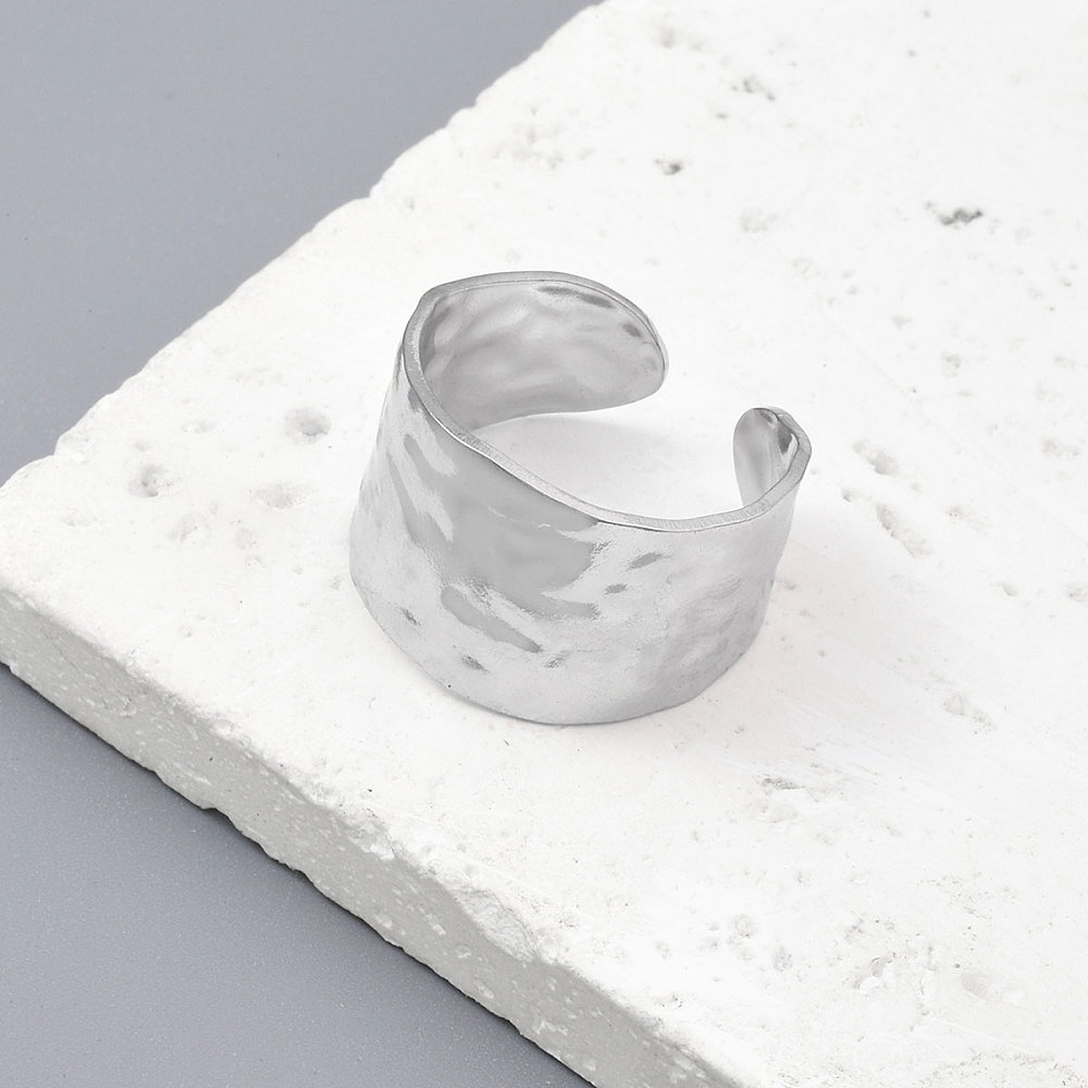 [ring03] Stainless Steel Open Ring, Textured