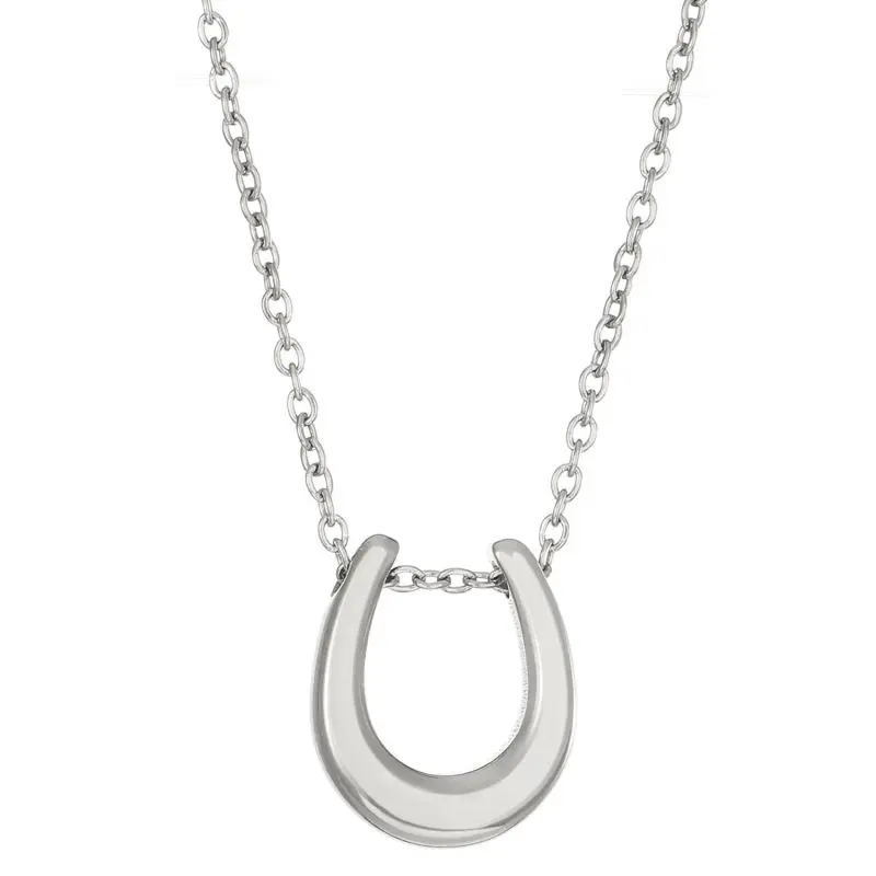 Silver Titanium Steel Horseshoe U-shaped Necklace
