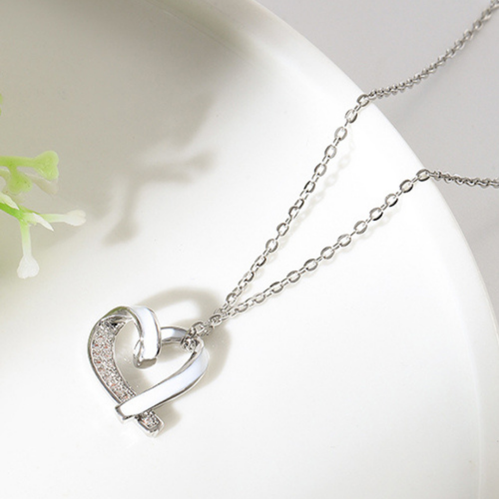 Titanium Steel Dripping Glaze Heart Necklace