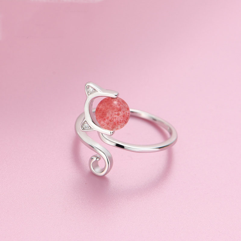 925 Sterling Silver Cat Open Ring