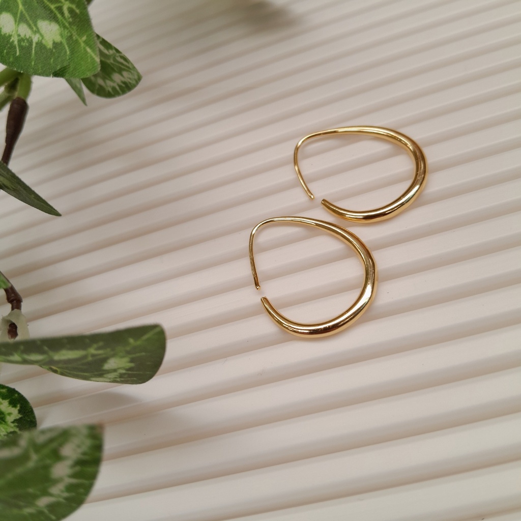 Brass Dangle Earrings, Nickel Free, Teardrop, Real 18K Gold Plated